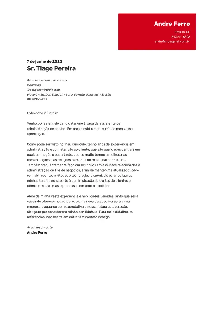 CV template Vermelho Contemporâneo