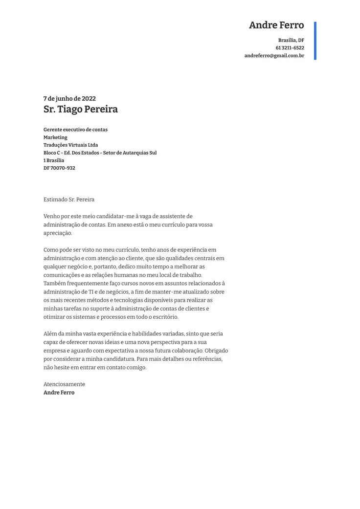 CV template Azul Executivo