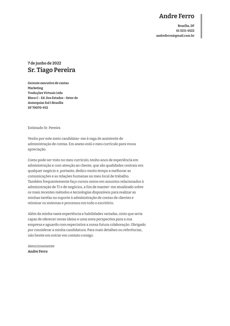 CV template Cinza Executivo