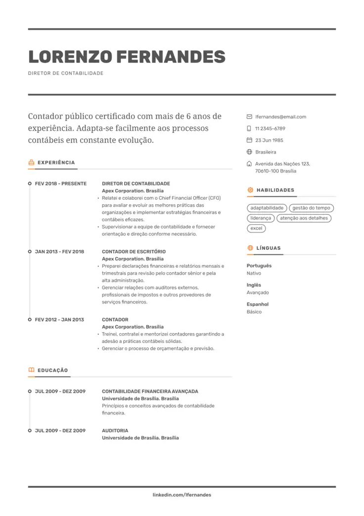 CV template Barcelona