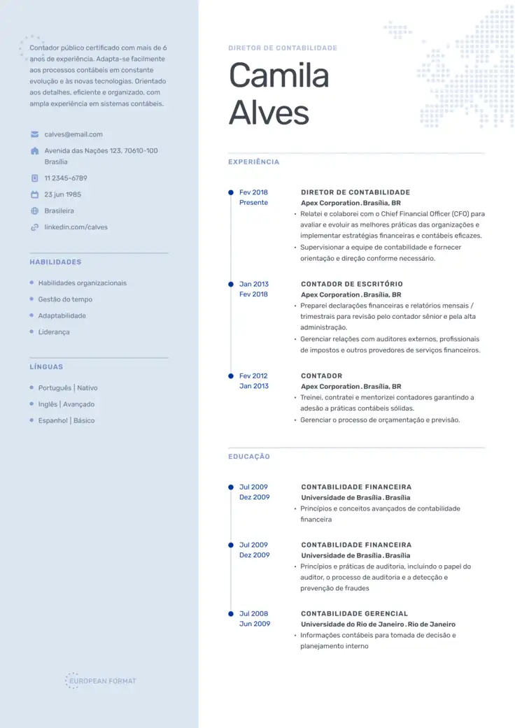 CV template European 2023