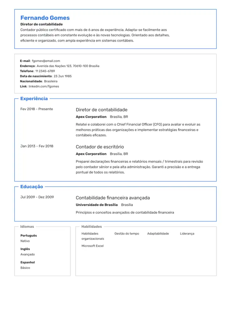 CV template Illinois