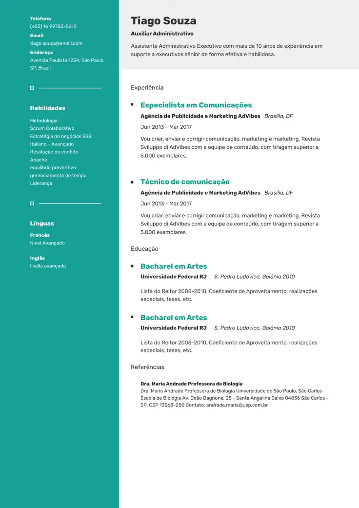 CV template Montevidéu