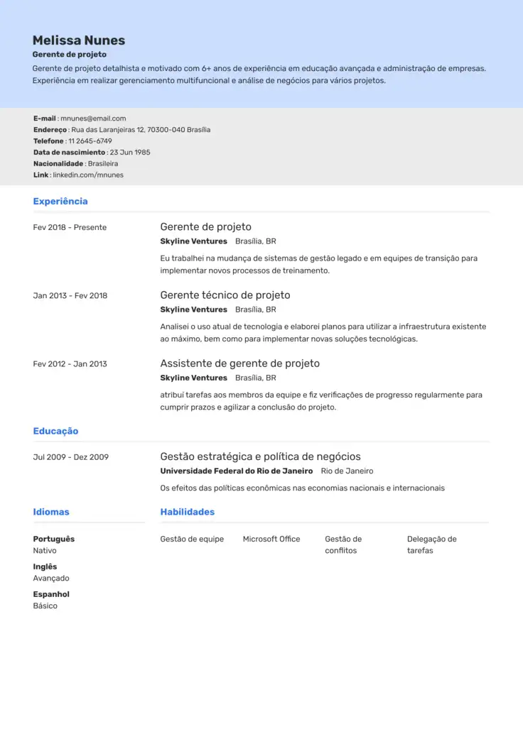 CV template Omsk