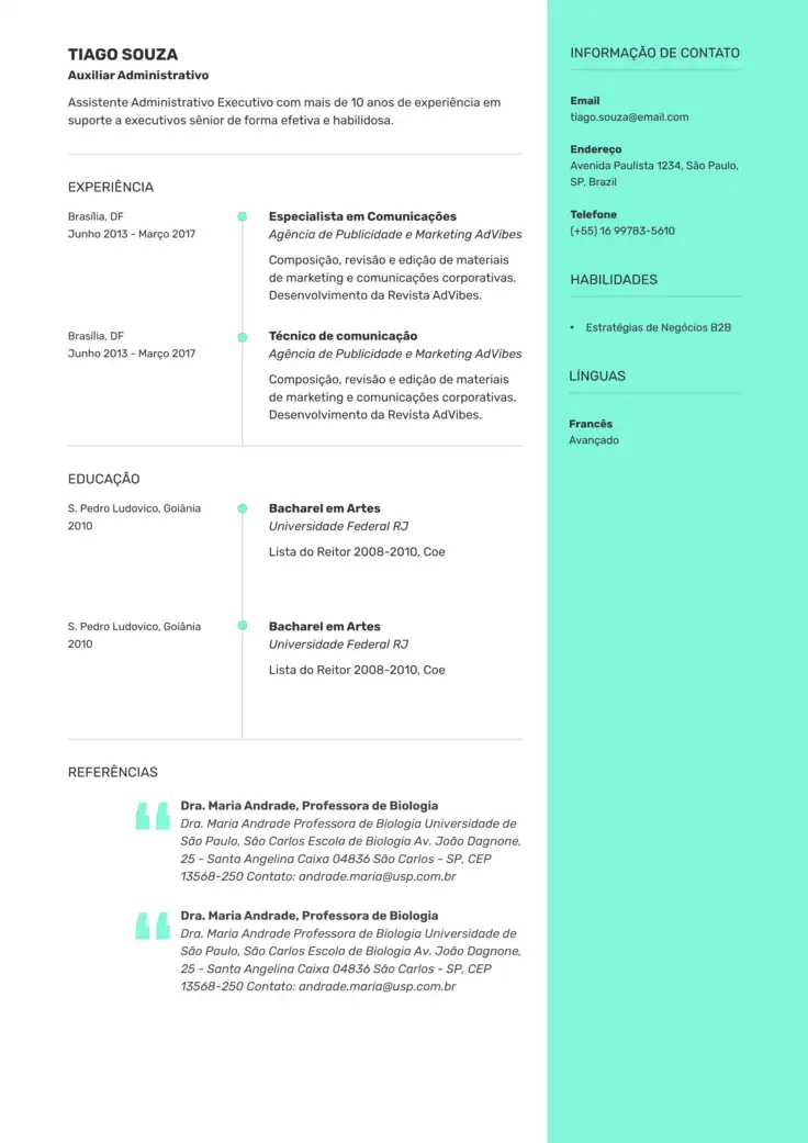 CV template Quebeque