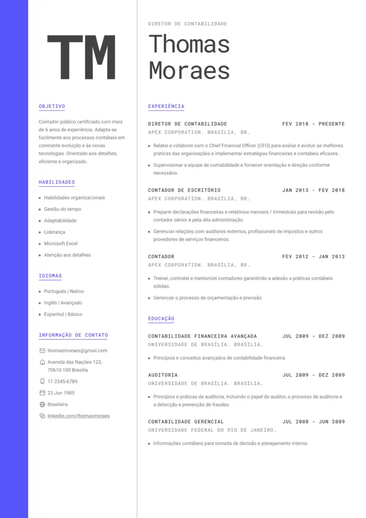 CV template Estocolmo