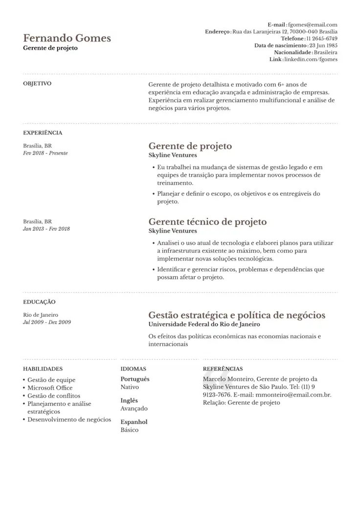 CV template Toronto