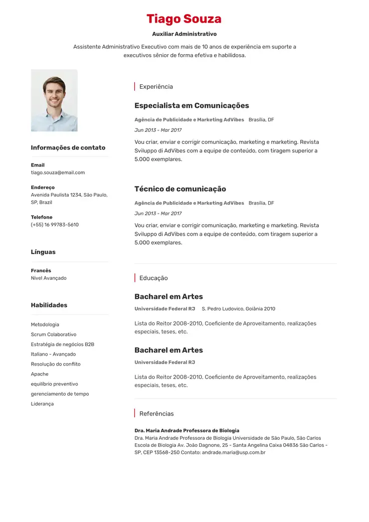 CV template Joanesburgo