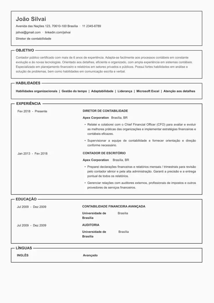 CV template Miami