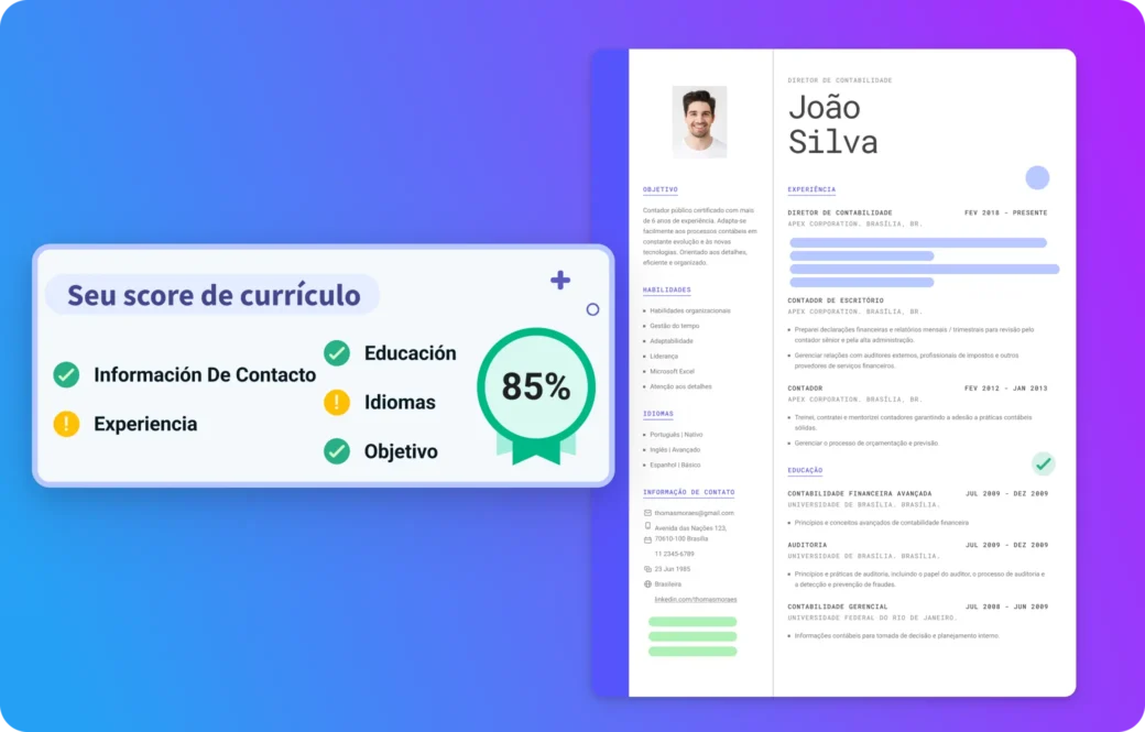 Revise a pontuação do seu curriculo com IA