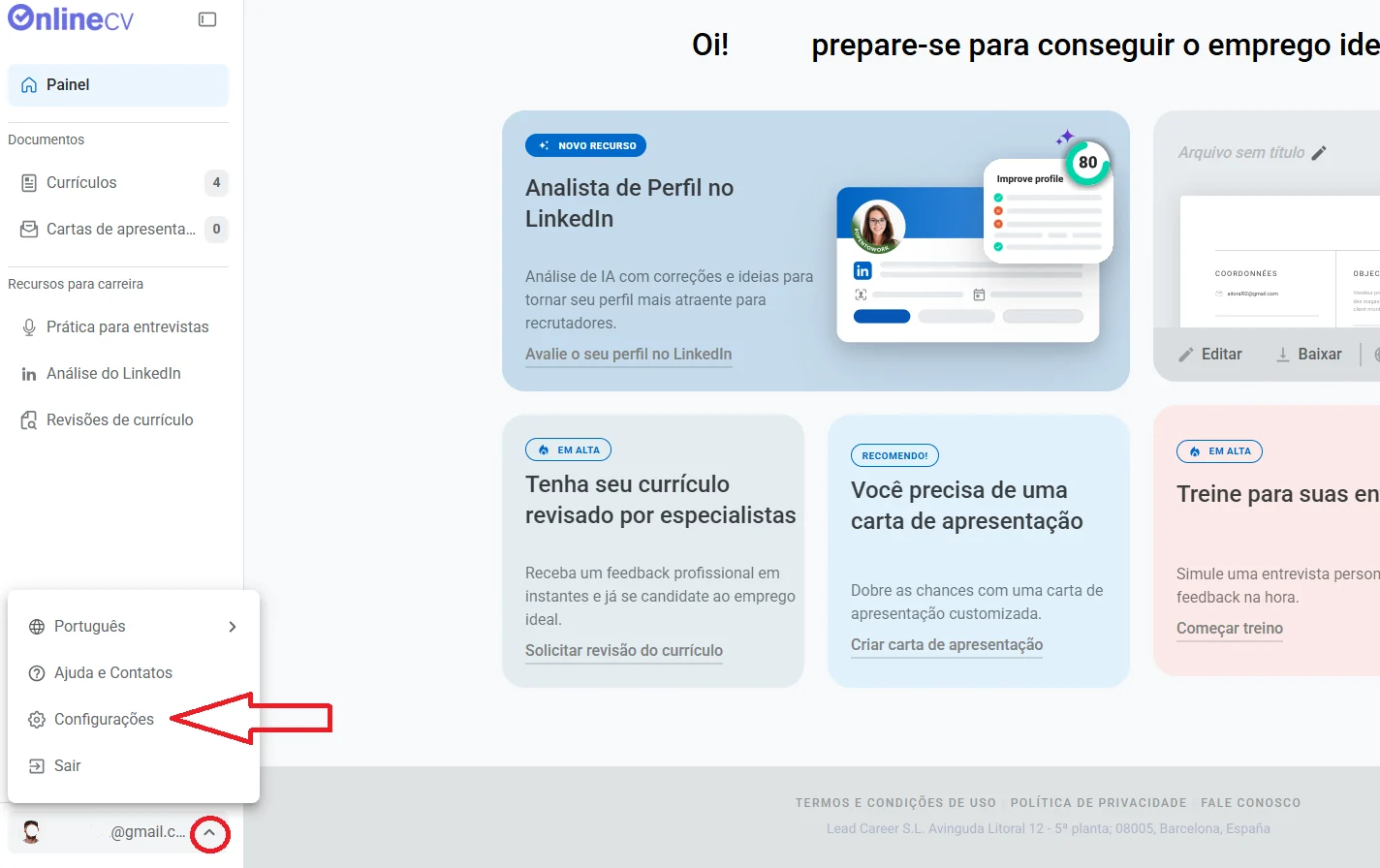 cancelar sua inscrição do OnlineCurriculo