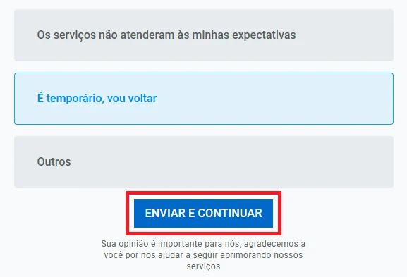 motivo do cancelamento