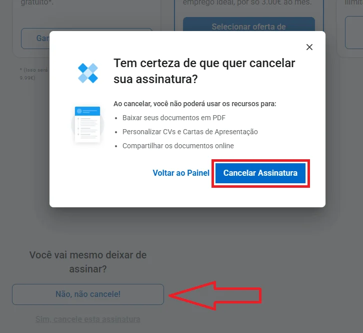 confirmar o cancelamento