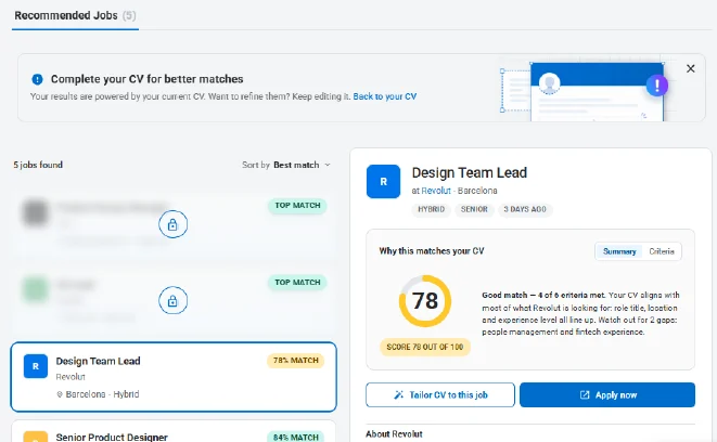 Buscar vagas compatíveis com inteligência artificial